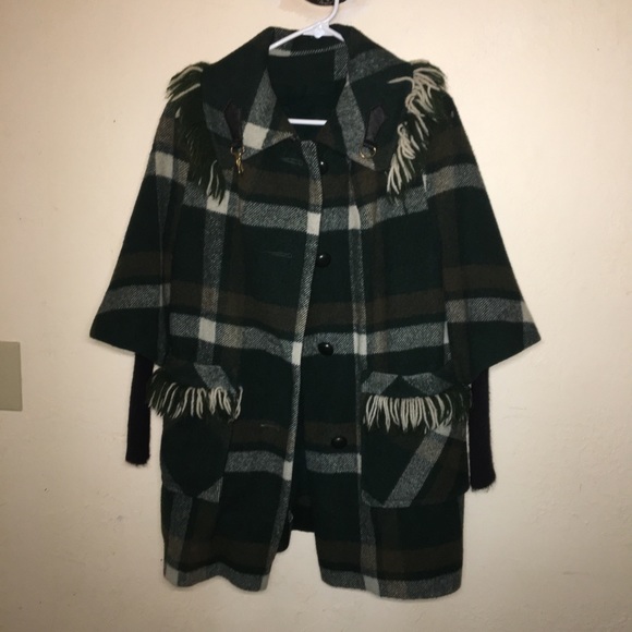 60s Vintage Betty Rose Wool plaid cape Coat - Picture 3 of 8